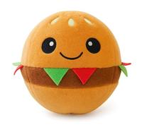 Keycraft Pumpin Plushies Burger - Inflatable Soft Ball Plush Toy with Air Pump - 9″ Fun Food-Themed Sensory Squeeze Toy for Kids - Gift for Ages 3+