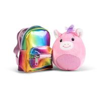 Keycraft Unicorn Fluff Pink Stuffed Animal Plush Toy with Backpack |Mini Bag Collection| Soft Toy Gift for Kids|Schoolbag
