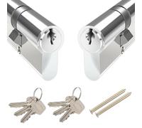 Keyed Alike Euro Cylinder Locks Pair - 2 x Barrel Locks with 6 Matching Keys (45/45)