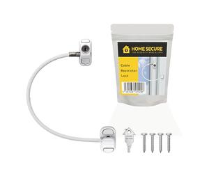 Keyed Cable Window Restrictor - Child & Pet Safety Window Opening Limiter for uPVC & Aluminium Frames, Screw-Fix Safety Lock - Home Secure™