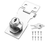Keyed Hasp Lock 180 Degrees Lock Twist Knob Zinc Alloy Heavy Duty Keyed Locking Safety Door Clasp Door Hasp Knob Shed Locks with Padlock and Key for Cabinets Cupboard Drawer Gate (3.3Inch)