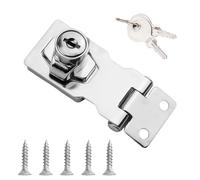 Keyed Hasp Lock, 2.5 Inch Stainless Steel Door Lock with 2 Keys, Heavy Duty Security Hasp for Shed, Gate, Cabinet and Drawer, Twist Knob Locking Mechanism (Silver)