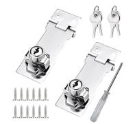 Keyed Hasp Lock, 3 Inch Twist Knob Keyed Locking Hasp, Door Lock Hasps with 4 Keys and Screw, Safety Door Clasp Twist Knob Keyed Locking Hasps for Cupboard, Drawer, Gate (Silver, 2 Packs)