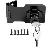 Keyed Hasp Lock Hasp and Staple Door Latch Lock Bolt with Key Padlock | Twist Knob Shed Gate Latch Door Bolt Lock Latch Keyed Locking Hasp for Drawer Cupboard Door Locks Cabinets Black 2.5 Inch