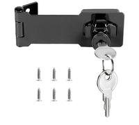 Keyed Lock Hasp, 76 mm(3 Inch) Cabinet Lock(Black) | Zinc Alloy, 90 Degree Rotation Knob, Cabinet Lock with Key, Suitable for Doors, Cabinets, Drawer