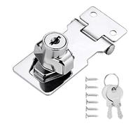 Keyed Locking Hasp Lock,90 Degrees Lock Hasp Turn Knob Keyed Locking Hasp Shed Lock,with 2 Keys,2.5inch Safety Door Clasp Metal Locking Hasp Gate Lock,for Shed Garage Garden Cupboard Bedroom