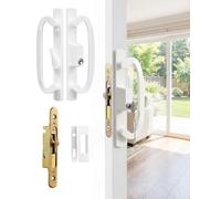 Keyed with Lock Offset Position Keyed Sliding Patio Door Handleset with Mortise Lock, 45° Keyway, 3-15/16" H.C., Fits 1-3/8" to 2" Thick Doors, Non-Handed, White Diecast