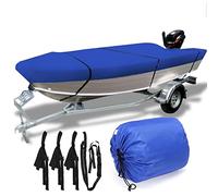 KEYESMINER Boat Cover,210D Blue Open Boat Cover Waterproof Sunshade Dust-proof Trailerable Fishing Boat Cover Heavy Duty Marine Boat Cover (Color : 12-14FT)
