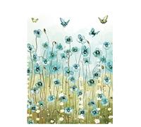 KEYESMINER Privacy Window Film Blue Flower Butterfly Self Adhesive Glass Frosting Film Static Cling Anti UV Reusable Opaque Vinyl Sticker for Office, Bathroom Living Room and Kitchen 90x200 cm