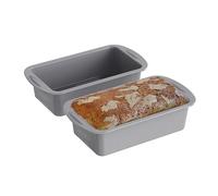 KEYFIVE Silicone Bread Loaf Pan 9x5 Inch (2 Pack) - Non-Stick Silicone Baking Pan for Homemade Bread, Banana Bread, Meatloaf & Cake - Flexible Oven-Safe Bakeware, Dishwasher Safe, Grey