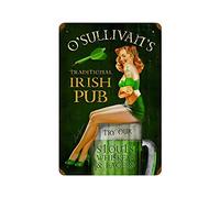 KEYGAMER Vintage Irish Pub Metal Tin Sign, Vintage Plaque Poster Garage Bar Home Wall Decor 8 X 12 Inches