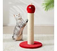 Keygarzone 22" Cat Scratching Post, Sisal Cat Scratcher with Interactive Hanging Toy, Monster Scratch Pole for Indoor Cats, Cute Cat Scratch Post for Kittens & Large Cats, Red