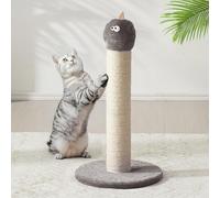 Keygarzone 22" Cat Scratching Post, Sisal Cat Scratcher with Interactive Hanging Toy, Monster Scratch Pole for Indoor Cats, Cute Cat Scratch Post for Kittens & Large Cats, Grey