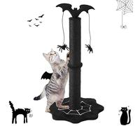 Keygarzone Gothic Cat Scratching Post, Sisal Cat Scratcher with Interactive Hanging Spider Toys, Monster Scratch Pole for Indoor Cats, Halloween Cat Scratch Post for Large Cats, Black