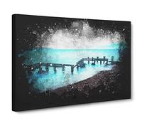 Keyhaven Beach In Hampshire Paint Splash Canvas Print | Gallery Wrapped 30mm Frame Wall Art | 20x14 inches | Ready to Hang | Coastal Seascape Picture | Living Room Bedroom Lounge Office