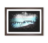 Keyhaven Beach in Hampshire Paint Splash Framed Print | A2 Walnut Framed Wall Art | Ready to Hang | Modern Beach Picture | Living Room Bedroom Lounge Office