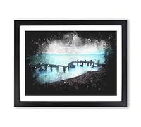 Keyhaven Beach In Hampshire Paint Splash Modern Art Framed Print | A4 Black Framed Wall Art | Ready to Hang | Modern Beach Picture | Living Room Bedroom Lounge Office