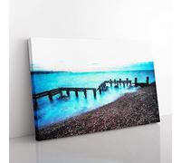 Keyhaven Beach In Hampshire Painting Modern Art Canvas Wall Art Print Ready to Hang, Framed Picture for Living Room Bedroom Home Office Décor, 60x40 cm (24x16 Inch)