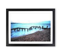 Keyhaven Beach In Hampshire Painting Modern Art Framed Print | A2 Black Framed Wall Art | Ready to Hang | Modern Beach Picture | Living Room Bedroom Lounge Office