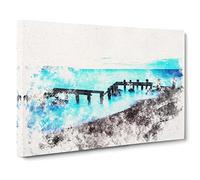 Keyhaven Beach In Hampshire Watercolour Canvas Print | Gallery Wrapped 30mm Frame Wall Art | 20x14 inches | Ready to Hang | Coastal Seascape Picture | Living Room Bedroom Lounge Office