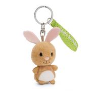 Keyholder bunny "Happy Birthday" 5cm brown - Soft toy companion cuddly animal pendant with metal ring to hang on keys, cord, bag, and more