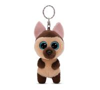 NICI Keyholder GLUBSCHIS German shepherd Detleff 9cm brown - Sustainable companion cuddly animal pendant with metal ring to hang on keys, cord, bag, and more