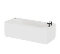 Keyhole 6 Jet Matt Black V-Tec Single Ended Whirlpool Shower Bath | White | Acrylic | 1700mm x 700mm