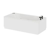 Keyhole 6 Jet Matt Black V-Tec Single Ended Whirlpool Shower Bath | White | Acrylic | 1700mm x 800mm