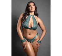 Keyhole Halter Bralette, Open Panty and Handcuffs - Queen Size