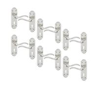 (Keyhole Satin Nickel x6) 4/6Pcs Lisbon Metal Door Easy Fittings Lever Handles Set, Fire Stain Scratch-Resistant for All Interior Exterior Door w/ Easy Install Tool 103 x 41mm