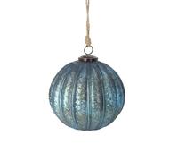 Keyhomestore - Decorative Christmas bauble, made of glass, light blue antique finish, diameter 20 cm, ideal as decoration and Christmas decoration for indoors, with rope.