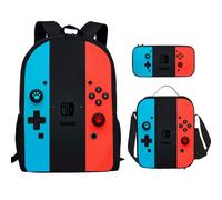 Keyhvao 3Pcs Game Machine Pattern Backpack Shoulder Bag Cute Nylon Material Brown Casual Book Backpack Handbag Gift For Unisex, Multicolor, 30*13*40cm/11.8*5.1*15.75in, Cute