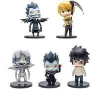 Keyhvao 5Pcs/6Pcs Death Note Anime Figure 10CM Cute Model Figurine Anime Figures Ryuuku,Light Yagami,L Figures Car Decoration PVC Material Gifts for Fans and Friend (5Pcs)