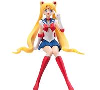 Keyhvao Anime Figure 13CM Model Statues Tsukino Usagi,Sailor Mercury,Mars,Venus,Jupiter Sitting Position Figures Cute Decoration PVC Material Gifts for Fans,Unisex (Tsukino Usagi)