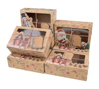 KEYIDO 12 Pcs Gift Boxes Christmas Cookie Boxes with Window Empty Christmas Boxes for Gifts Sweets Cake Cupcake Xmas Boxes for Treat Biscuit Food with 12 Ribbons and 12 Gift Tags