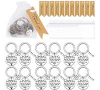 KEYIDO 12 PCS Thank You Keyring Teacher Gifts Stainless Keychain Multipack Nursery Key Rings Women Leaving Presents for Work Colleagues with White Organza Bags & Appreciation Cards