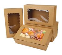 KEYIDO 20 Pack Brown Bakery Boxes with Window 10” x 6” x 2.5” Kraft Cookie Boxes Pastry Biscuit Pie Candy Packaging Boxes for Birthdays Wedding Christmas Party Favors