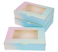 KEYIDO 20 Pack Cookie Boxes with Clear Window 8.5”×5.5”×2” Colourful Bakery Box Gift Packing Boxes for Donuts Biscuit Pies Candy Chocolates Party Favours
