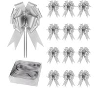 KEYIDO 20 Pack Large Silver Pull Bows for Gift Wrapping, Big Silver Gift Wrapping Bows for Presents, Hampers, Bouquet Boxes, Floristry, Birthday, Valentine's Day, Wedding Decoration