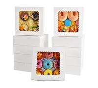 KEYIDO 20 Pack White Cookie Boxes, 8x8x2.5 Inch Bakery Boxes with Clear Window, Square Cardboard Gift Packaging Boxes for Donuts Desserts Biscuits Muffins Pies Cupcakes Party Favours