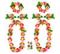 KEYIDO 8 pcs Hawaiian Leis Garland Set Hawaiian Flower Necklace Headbands and Wristbands for Tropical Luau Tiki Beach Hawaiian Party Accessories
