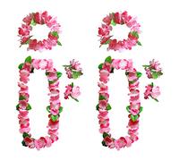 KEYIDO 8pcs Hawaiian Garland Hawaiian Leis Set with Hawaiian Flower Necklace Headbands Wristbands Hawaiian Party Decorations for Tropical Luau Tiki Beach Party Accessories