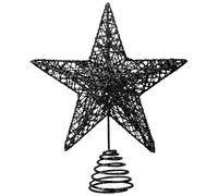 KEYIDO Black Tree Star Christmas Tree Topper Metal Gothic Christmas Tree Star Topper for Xmas Tree Topper Ornaments Christmas Home Decoration H 20cm/8Inch W 25cm/10Inch