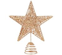 KEYIDO Champagne Tree Star Christmas Tree Topper Metal Christmas Tree Star Topper for Xmas Tree Topper Ornaments Christmas Home Decoration H 20cm/8Inch W 25cm/10Inch