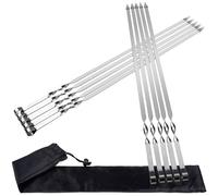 KEYIDO Kebab Skewers, 55 cm Stainless Steel BBQ Skewers, 10 Pack Extra Long Flat Metal BBQ Barbecue skewers, Reusable Grilling Skewers with Portable Storage Bag (21.7 inch)