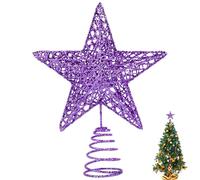 KEYIDO Purple Small Christmas Tree Topper Mini Star for Christmas Tree Metal Xmas Small Star for Top of Christmas Tree Decorations Width 12cm/5Inch High 15cm/6Inch