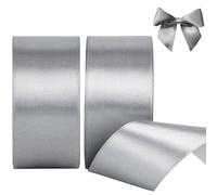 KEYIDO Silver Ribbon 40mm, Christmas Satin Ribbon, 44 Metres Thick Ribbon for Gift Wrapping, Hair Bow, Florist, Crafts, Sewing, Car, Wedding, Christmas Decoration (22M/Roll)