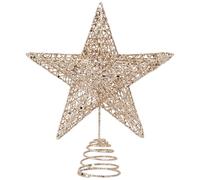 KEYIDO White Gold Tree Star Christmas Tree Topper Metal Gothic Christmas Tree Star Topper for Xmas Tree Topper Ornaments Christmas Home Decoration H 20cm/8Inch W 25cm/10Inch