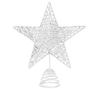 KEYIDO White Tree Star Christmas Tree Topper Metal Christmas Tree Star Topper for Xmas Tree Topper Ornaments Christmas Home Decoration H 20cm/8Inch W 25cm/10Inch