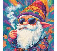 KEYIFA 5D Diamond Painting Smoking Gnome Diamond Art Kits for Adults, Round Full Drill Gnome Diamond Painting Kit for Beginner, DIY Gems Art Craft for Home Wall Decor 12x12 inch
